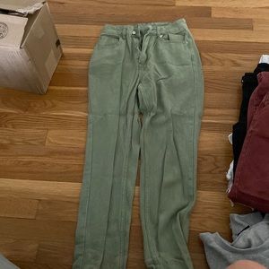 Green straight leg jeans